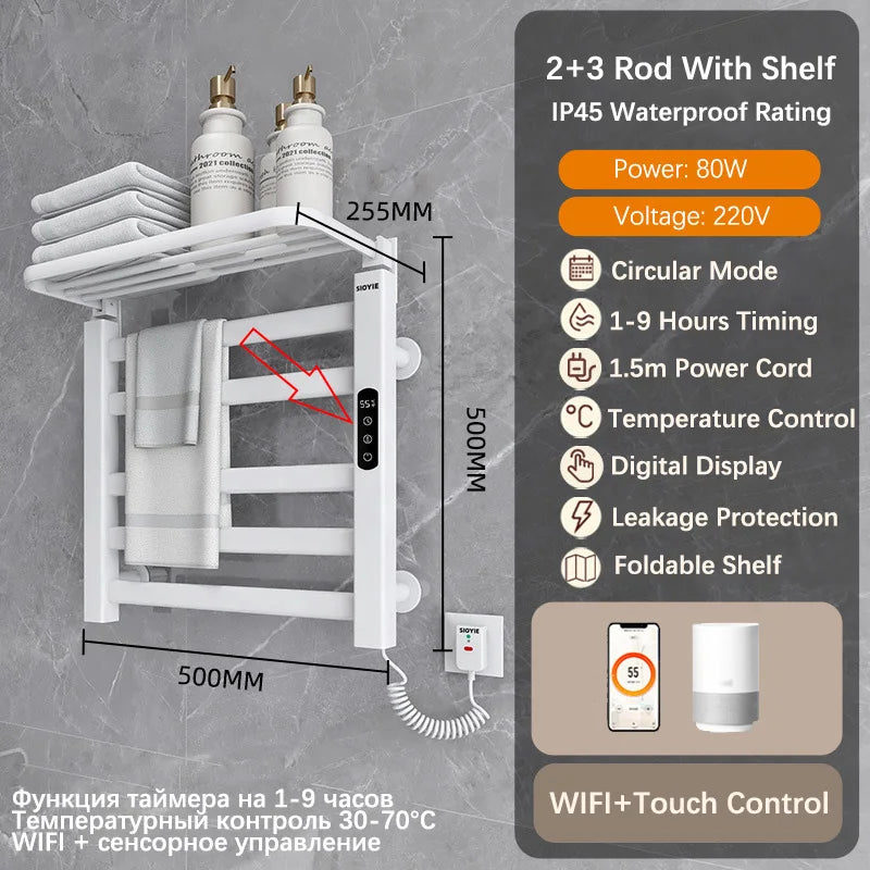 Bathroom Towel Radiator Electric Towel Rail Smart Touch Thermostatic Electric Heating Towel Rack 220V Energy Saving Towel Warmer