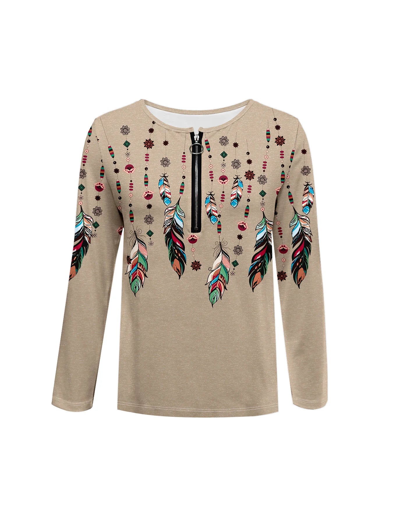 Summer new fashion 2025 women's casual long-sleeved printed T-shirt