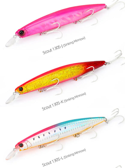 Sinking Minnow Fishing Lure SCOUT 130mm 24g Long Casting Seabass Flounder Artificial Large Sea Fishing Hard Baits