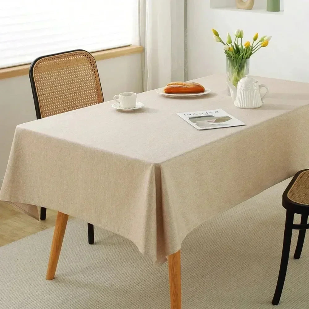 Waterproof Oilproof Kitchen Dining Tablecloth Solid Color Rectangle Tablecloth Cover Mat Oilcloth Antifouling Home Decoration