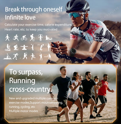 Outdoor Military Smartwatch For Men Health Monitor Bluetooth Call Voice Assistant GPS Sports Waterproof Men Smartwatch 2024