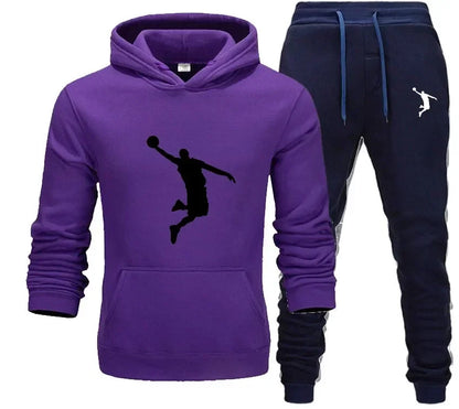 A new 2-piece set for men's casual sports hooded pullovers and sweatpants for outdoor jogging in Europe and America in 2025