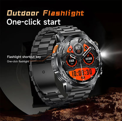 T-REX3 1000mAh Big Battery Smart Watch HD Bluetooth Call 1.7inch Large Sceen LED Flashlight Sports Waterproof Smartwatch Men