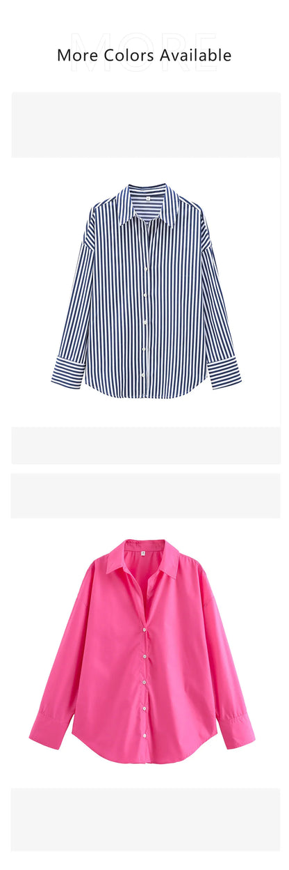2025 autumn new women's clothing style fashionable casual versatile loose basic poplin shirt