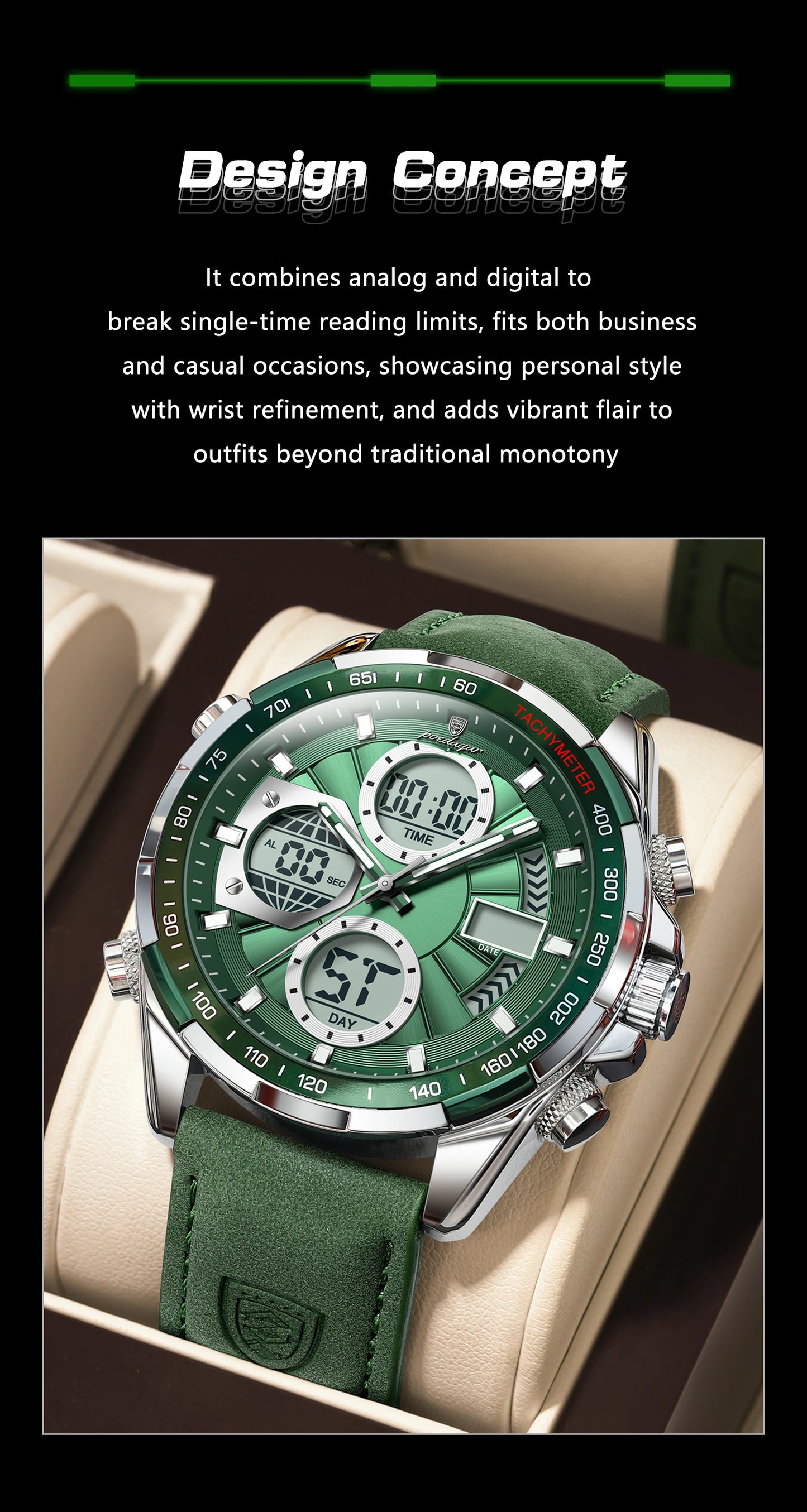 POEDAGAR LED Luxury Men Watch Luminous Week Date Dual Time Display Digital Man Clock Alarm Electronic Men's Quartz Watches Reloj