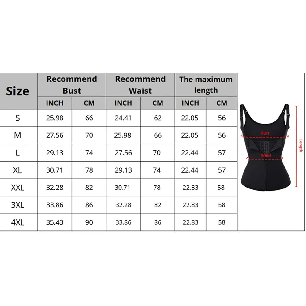 Corset Zipper Vest Body Shaper Cincher Shapewear Slimming Belt Sports Girdle Neoprene Sauna Tank Top