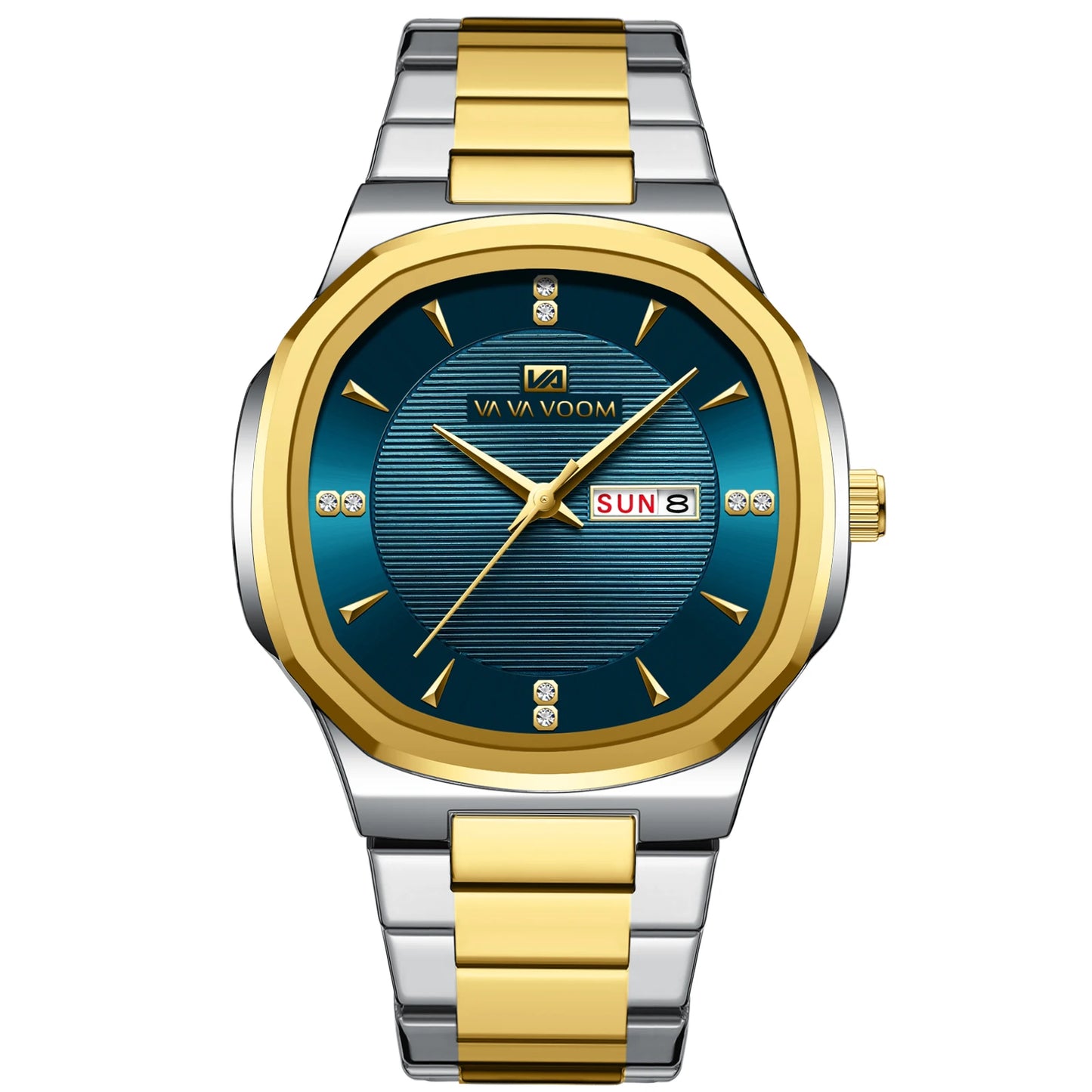 VA VA VOOM Men Watch Fashion Silver Black Stainless Steel 41mm Casual Business Style Week 3Bar Waterproof Sports Quartz Watches