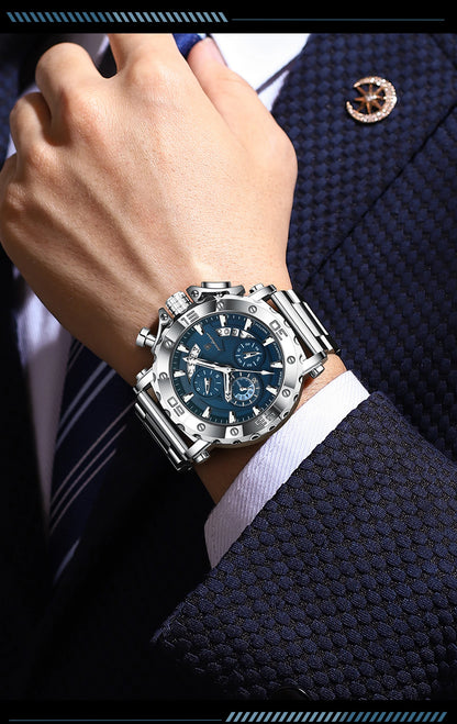 POEDAGAR Luxury Watch For Men Calendar Luminous Waterproof Man Clock Male Chronograph Stainless Steel Men's Quartz Watches Reloj