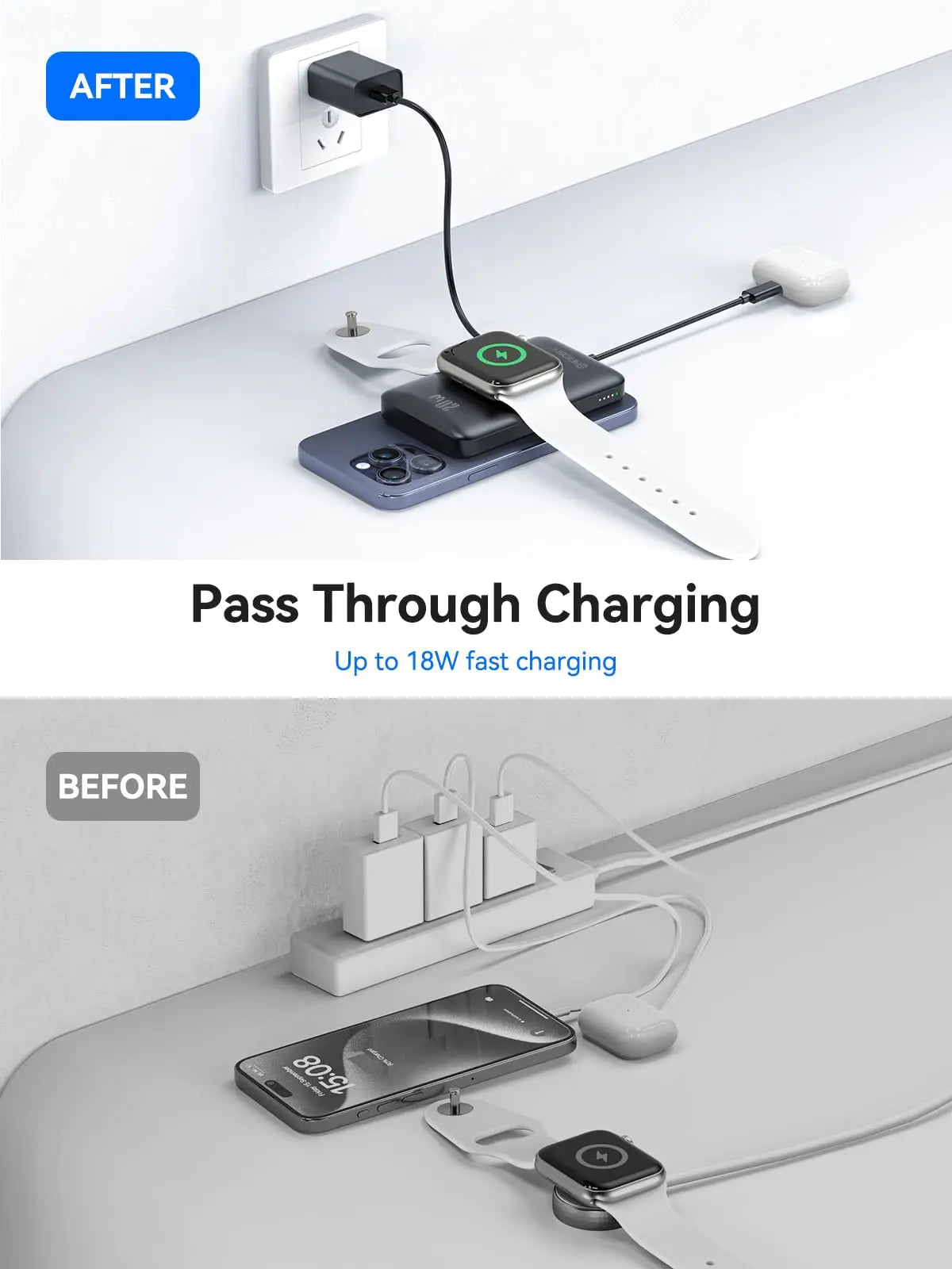 10000mAh Magnetic Wireless Power Bank for Apple Watch /9/8/7/6/5/4/Ultra 2 iWatch Battery Pack For iPhone 16/15,Galaxy