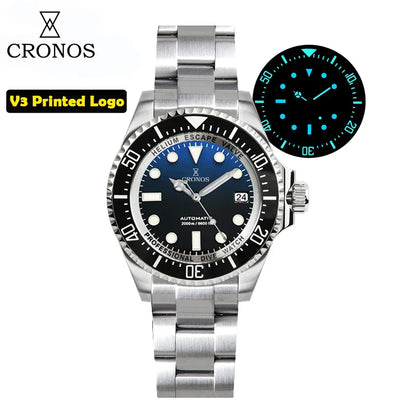 Cronos L6009M Diver Watch Waterproof NH35 Automatic Mechanical Sapphire Crystal Luminous 44mm Luxury Wristwatch