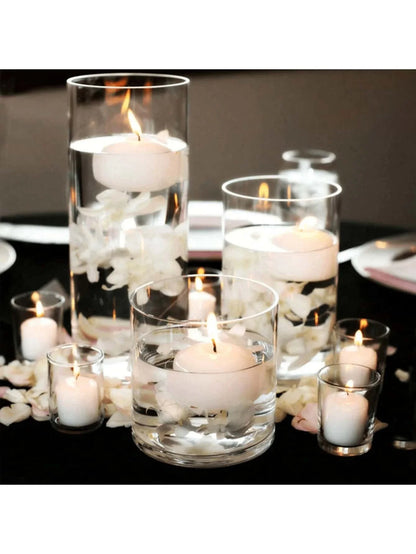 Clear Cylinder Glass Candle Holder Pillar High Borosilicate Glass Candle Holder Vase Wedding Party Decor(Candles Not Included)