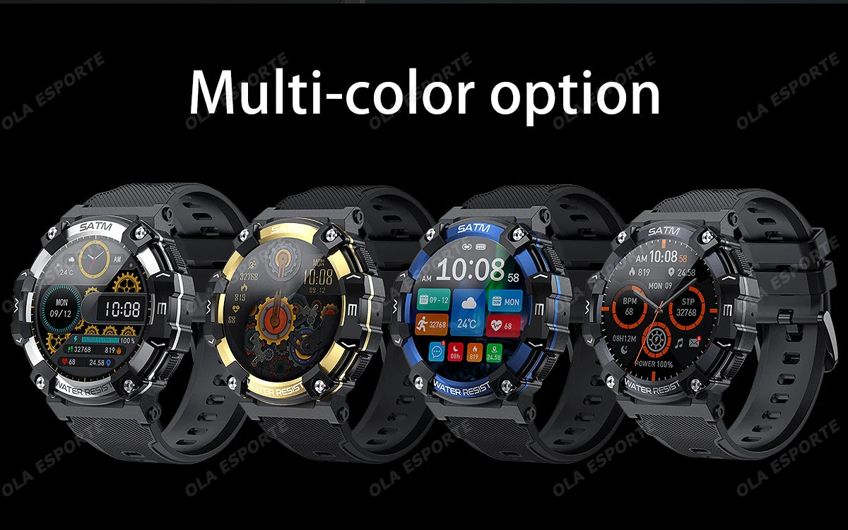 Outdoor Military Smartwatch For Men Health Monitor Bluetooth Call Voice Assistant GPS Sports Waterproof Men Smartwatch 2024