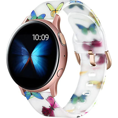 20mm Floral Band For Huami Amazift GTS 4/2/2e/3/GTS2 Mini/GTR 42mm Watch Bracelet Amazfit Bip 3 Pro Transparent Silicone Strap