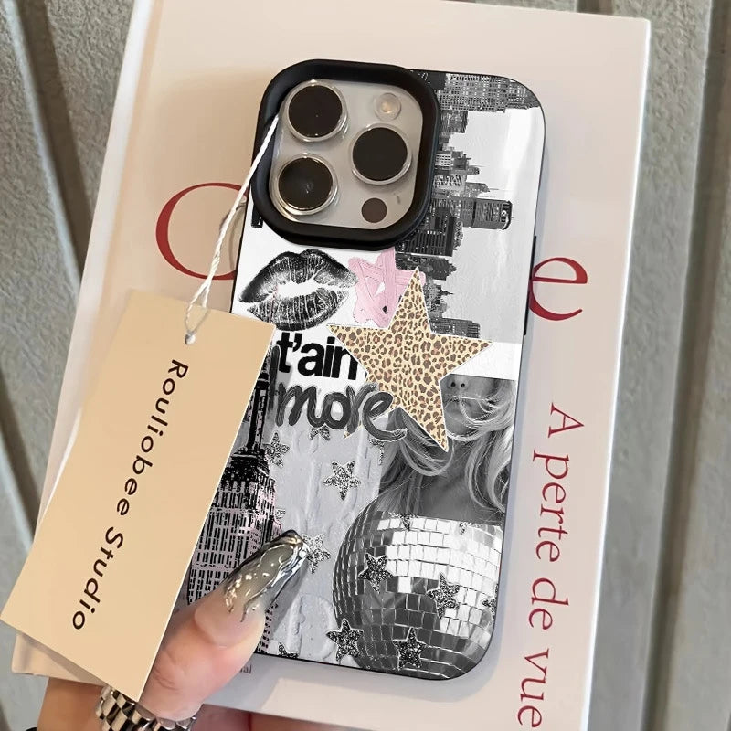 Stylish Phone Case For iPhone 17 11 13 12 15 14 16 Pro Max XS XR X 7 8 Plus 17 Air Eiffel Tower Light Ball Lychee Texture Cover