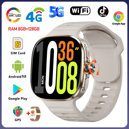 Android 9.0 Smart Watch 2.4 inch AMOLED 2100mah Battery 900W Camera GPS WIFI Google APPS Download Smartwatch