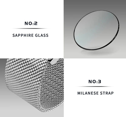 CADISEN Automatic Watch Men Luminous Stainless Steel Self-Wind Wristwatch NH35A Sapphire Waterproof Mesh Belt Mechanical Watch