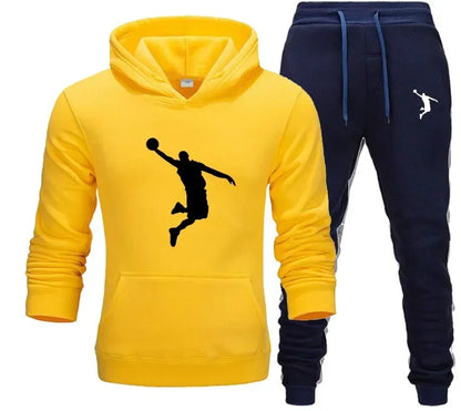 A new 2-piece set for men's casual sports hooded pullovers and sweatpants for outdoor jogging in Europe and America in 2025