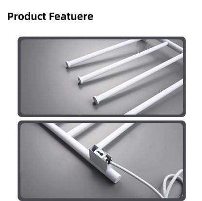 Electric Heating Towel Rails 180° Rotation Left & Right SUS304 Bathroom  Wall Mounted Towel Warmer Holder  220V