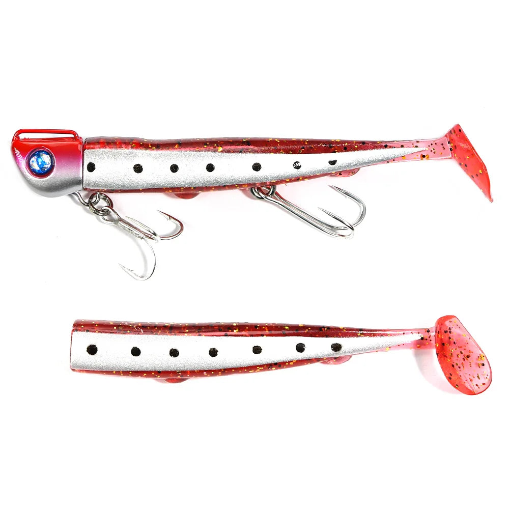 Soft Fishing Lure Tail Jig Head Hook Minnow Artificial Bait Sea Bass Swimbait Tackle Gear