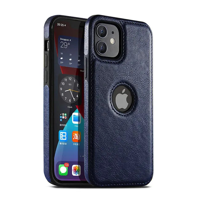IPhone 17 11 12 13 14 15 16 Pro Max MINI XR XS X SE 7 8 Business PU Leather Case Soft Cowhide Shockproof Protective Cover