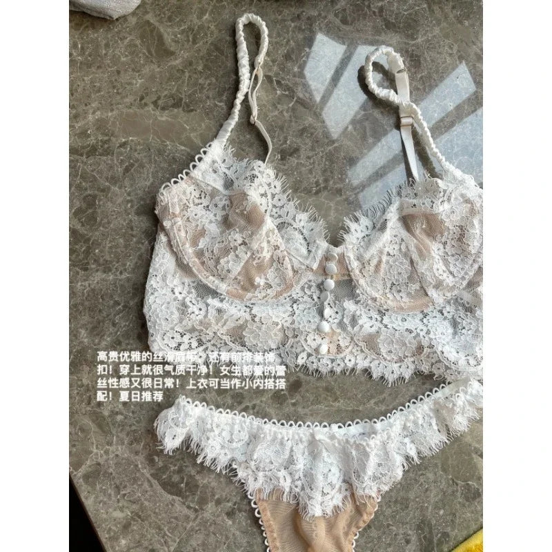 Sutiã Redutor Com Laço Francês Anti Queda - Aro Macio Costas Belas Conjunto Puro Desejo Tushy Hot