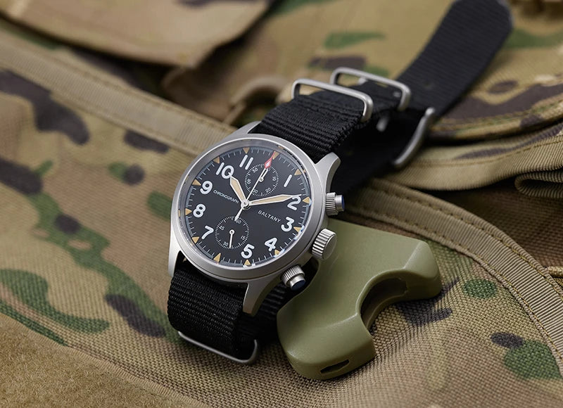 Baltany 2025 new military 39mm men's quartz chronograph VK61 sapphire stainless steel waterproof 10Bar luminous reloj hombre