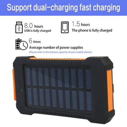 30000mAh Solar Power Bank Portable Charging Poverbank Dual 5V USB Ports 2 LED Light Flashlight for Iphone Outdoor Camping Hik