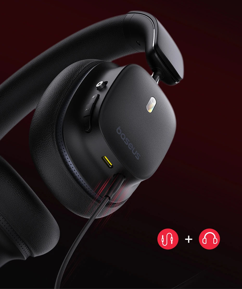 Baseus Bowie 30 Max Bluetooth Headphones 45dB Noise Cancellation Hi-res LDAC Over Ear Headset 3D Spatial Audio Wireless Earphone