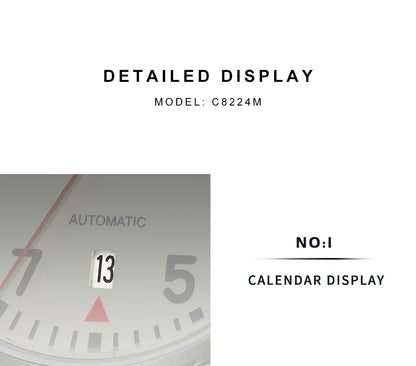 CADISEN Automatic Watch Men Luminous Stainless Steel Self-Wind Wristwatch NH35A Sapphire Waterproof Mesh Belt Mechanical Watch