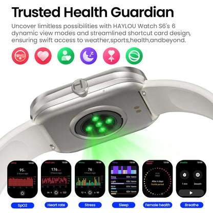 HAYLOU Watch S6 Voice Calling Smart Watch Men Health Monitoring IP68 Waterproof Smart Notifications Voice Assistant Smartwatch