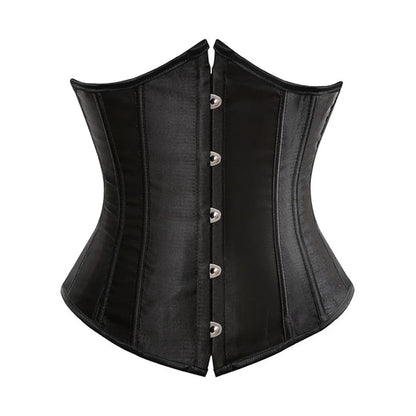 BurVogue Women's Satin Underbust Corset Bustier Waist Training Cincher Plus Size  Lace Up Bustiers & Corsets