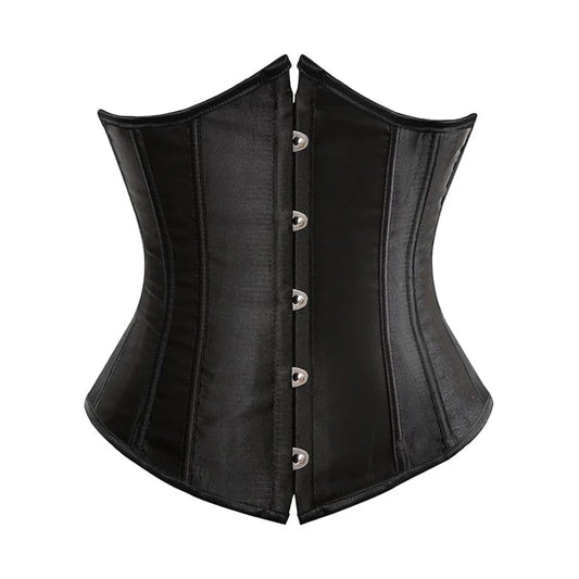BurVogue Women's Satin Underbust Corset Bustier Waist Training Cincher Plus Size  Lace Up Bustiers & Corsets