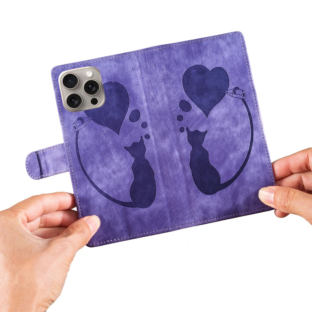 IPhone 17 Flip Case for Coque iPhone 15 16 14 13 12 11 Pro Max iPhon 15 Plus Cases Cute Cat Butterfly Leather Wallet Back Cover