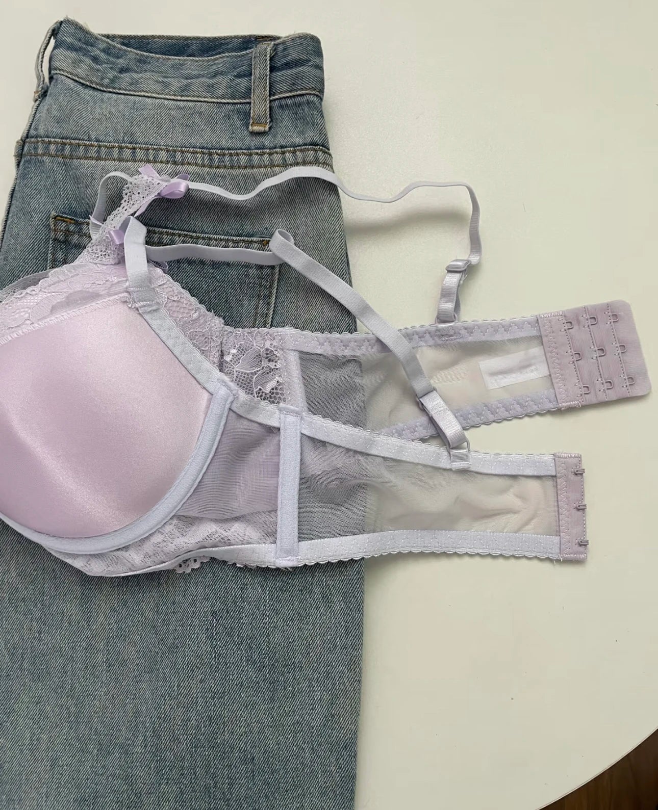 Lingerie Japanese Lace Bra Set, Heart Pendant Purple Lingerie Sexy & Pure Small Chest Push Up Bralette, Fashion Outerwear Design Enhancer