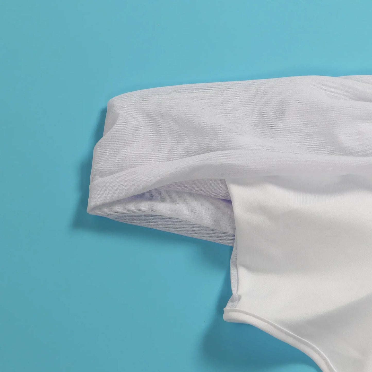 Slimming Mesh Splice Bum Covering Visibility Elastic Off-Shoulder 2-Piece Set European And American Style