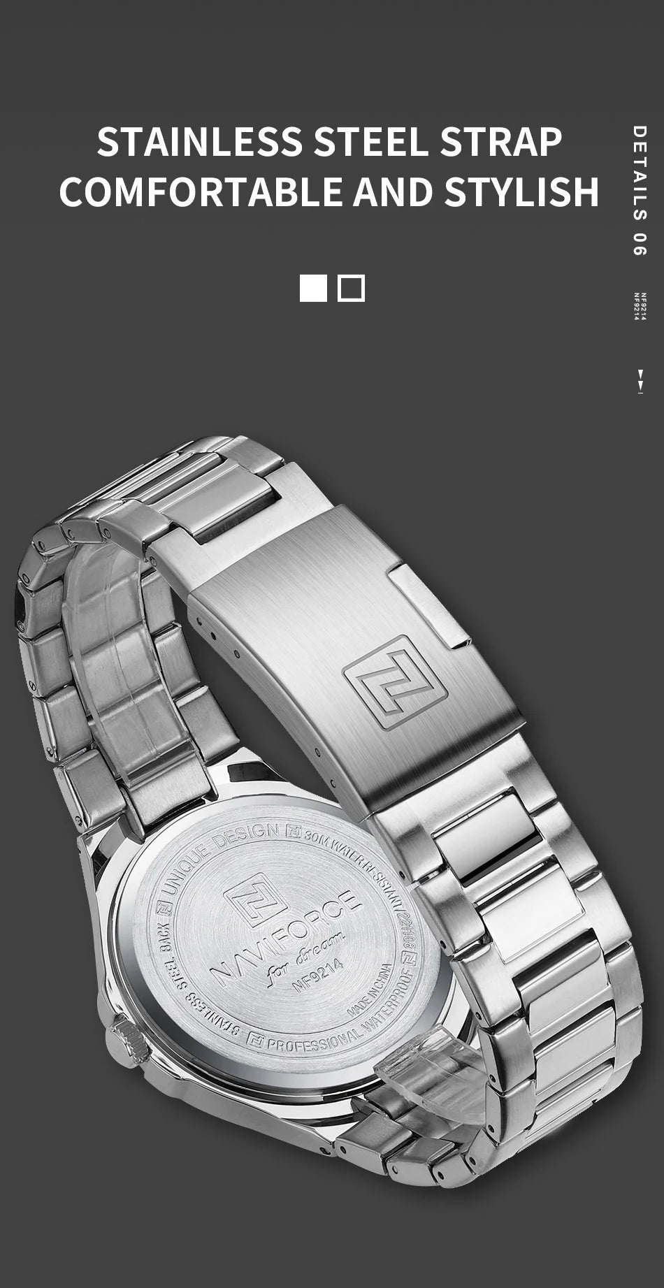 NAVIFORCE Original Design Fashion Men's Watches Stainless Steel Simple Calendar Male Waterproof Wristwatches Relogio Masculino