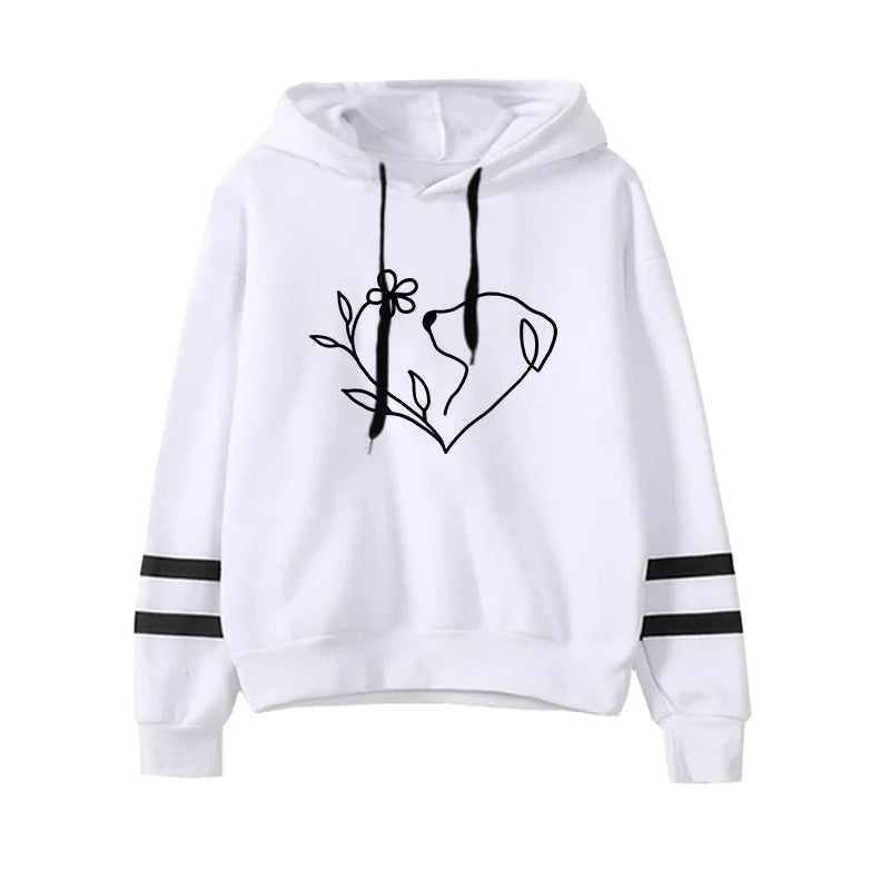 2025 Hot Sale Women's Tracksuit Hooded Sweatshirts Black Sweatpants Urban Casual Fashion Sportswear Cute Pattern Print Hoodies