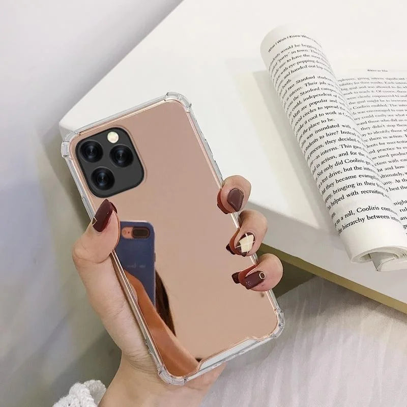 Mirror Phone Cases For IPhone 17 16 15 14 13 12 11 Pro Max Xr Xs 8 7 Plus SE2/SE3 Shockproof Soft TPU Cover