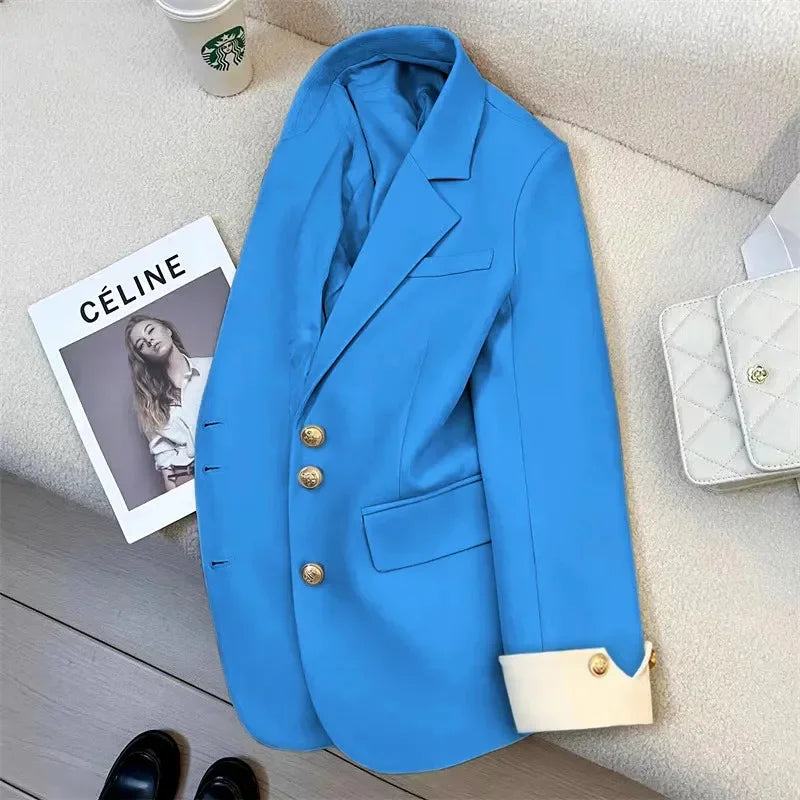 New Women Suit Coat Elegant Sports Casual Blazer Korean Fashion Jacket Spring Autumn 12 Color Office Ladies Clothing Basic Coat