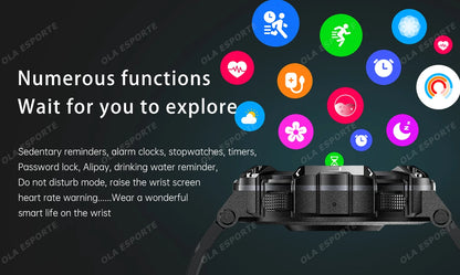 Outdoor Military Smartwatch For Men Health Monitor Bluetooth Call Voice Assistant GPS Sports Waterproof Men Smartwatch 2024