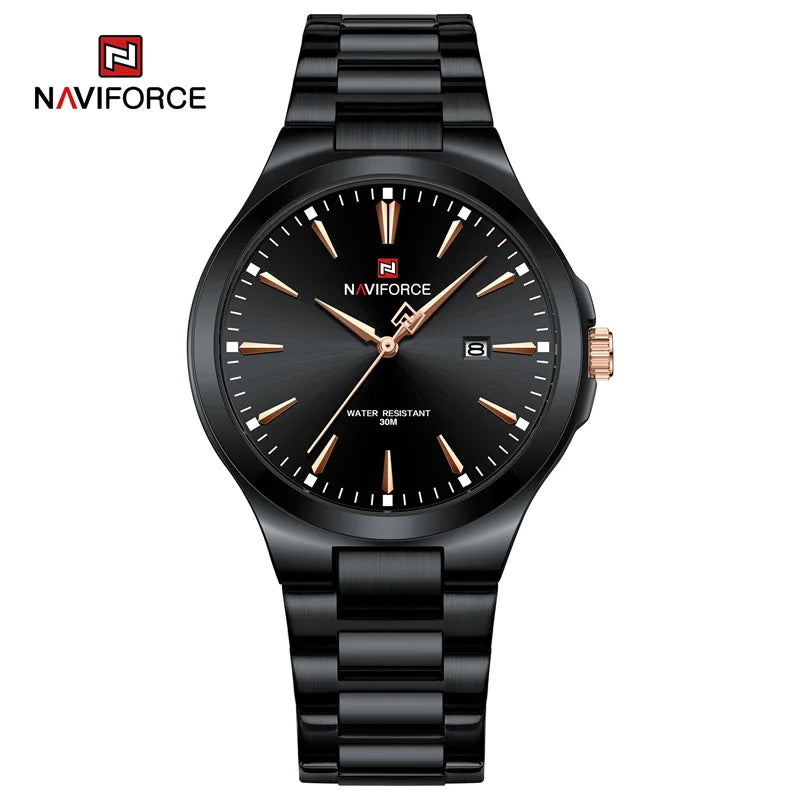 NAVIFORCE Original Design Fashion Men's Watches Stainless Steel Simple Calendar Male Waterproof Wristwatches Relogio Masculino