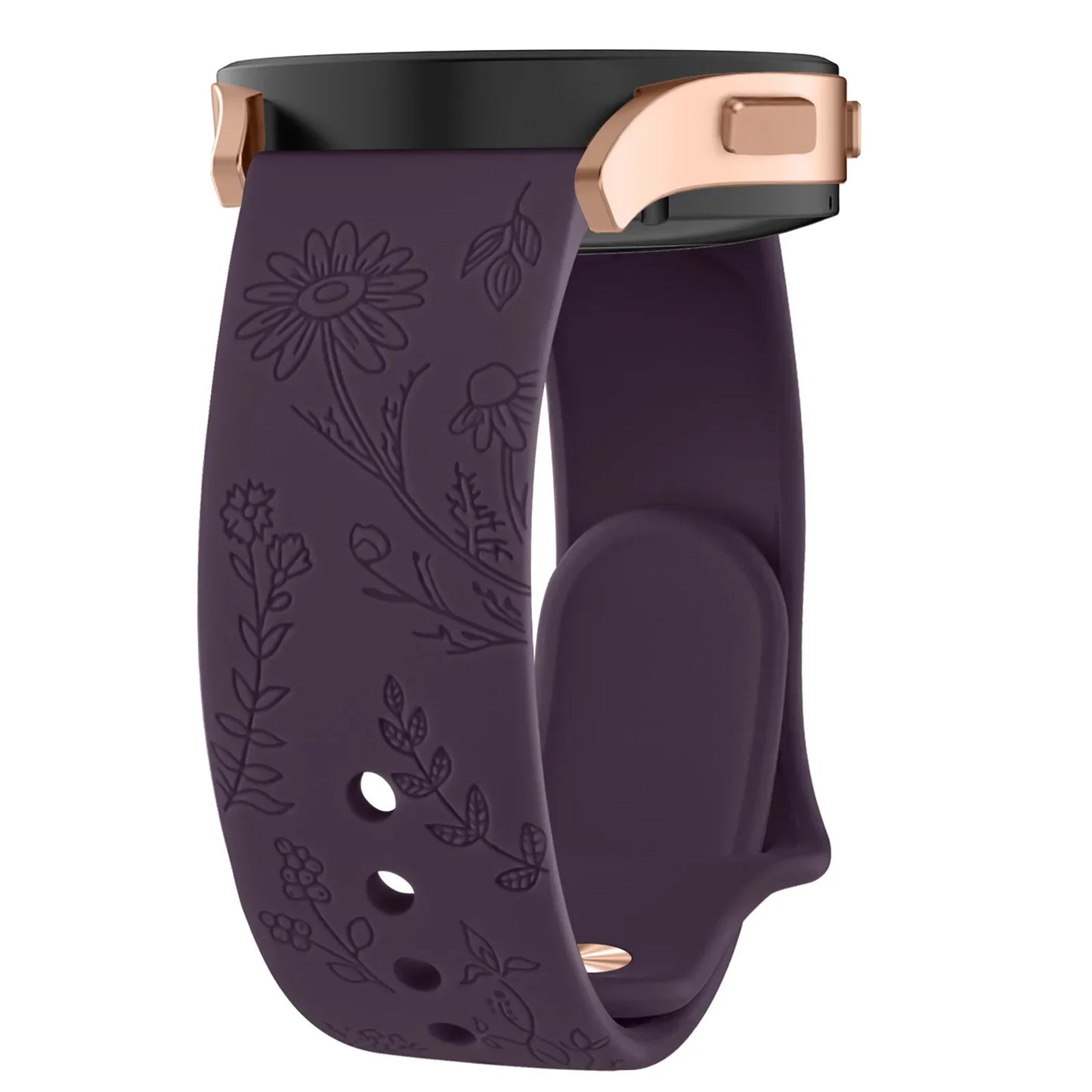 Floral Engraved Band for For Samsung Galaxy Watch 6/5/4/Active 2/5 Pro 45mm 40mm 44mm/Watch 6 4 Classic/Watch 3 41mm Strap