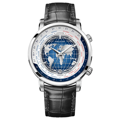 AGELOCER Original World Time Watch Men's Luxury Business Formal Automatic Mechanical Watch Birthday Gift for Men