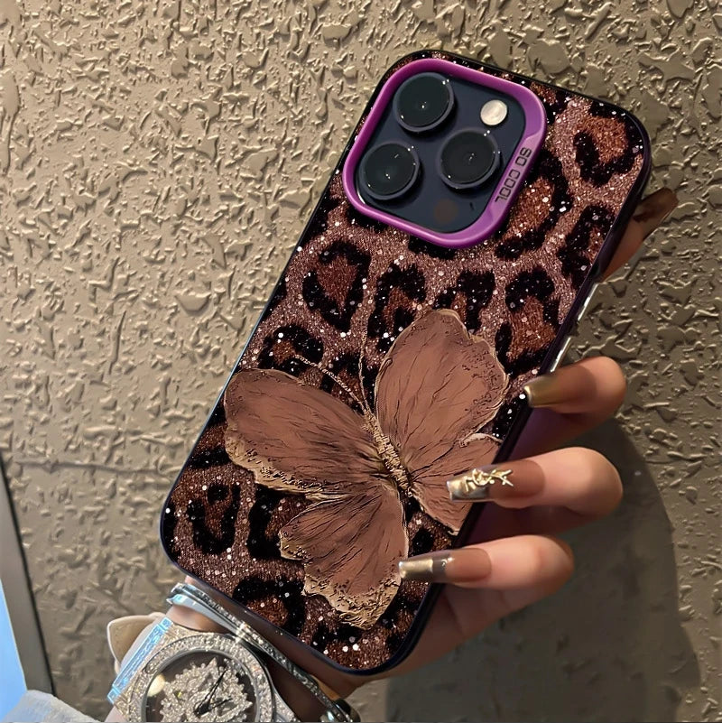IPhone 17 Pro Max 16E 16 15 13 12 11 14 Case Brown Butterfly Leopard Printed Cover For iPhone 17 Air XS Max XR X XS 7 8 Plus
