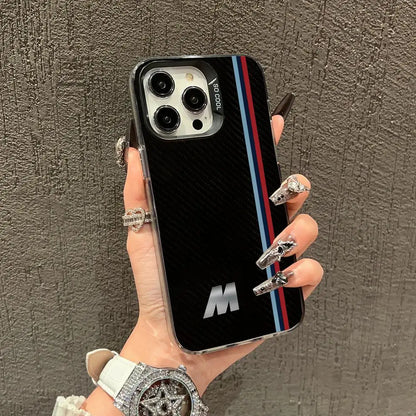 Striped letter M pattern phone case for iPhone 17 16 15 14 13 12 11 Pro Max/Pro/Plus Drop and shock resistant back cover
