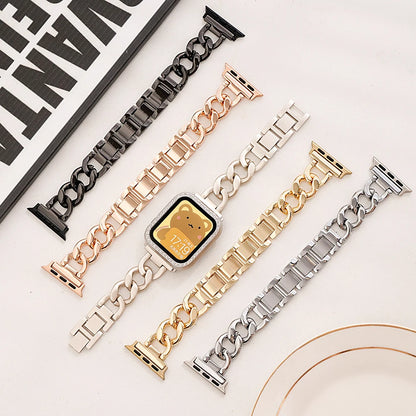 Metal Chain Link Compatible For Apple Watch Band Series Women Men Classic Watch Strap Replacement Accessories Smartwatch Bands