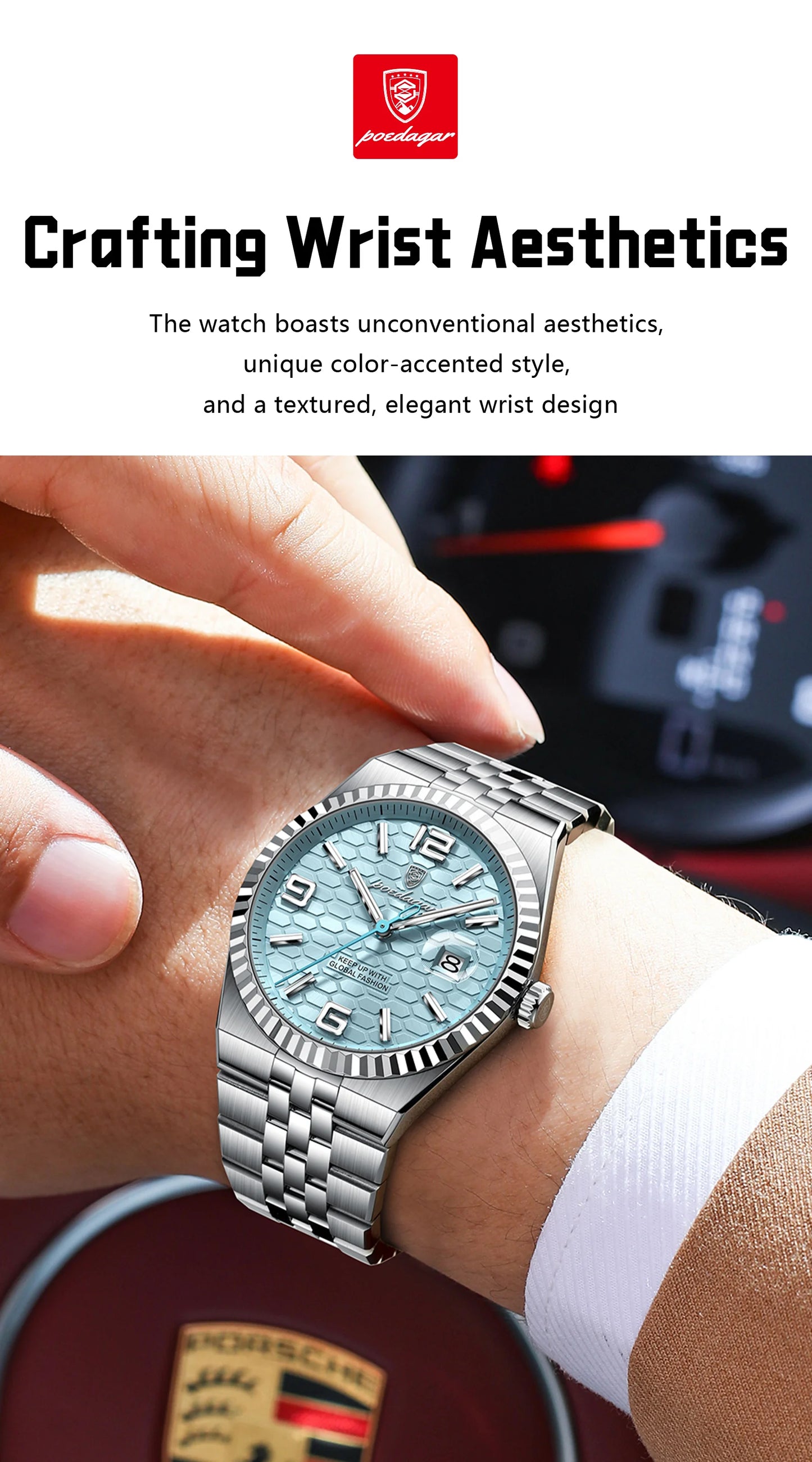 POEDAGAR High Quality Original Men Clock Waterproof Luminous Date Luxury Man Watch Stainless Steel Quartz Men's Watches Male+Box