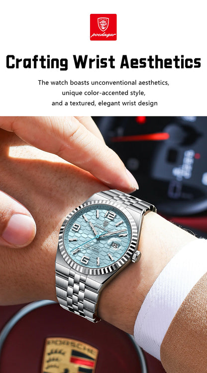 POEDAGAR High Quality Original Men Clock Waterproof Luminous Date Luxury Man Watch Stainless Steel Quartz Men's Watches Male+Box