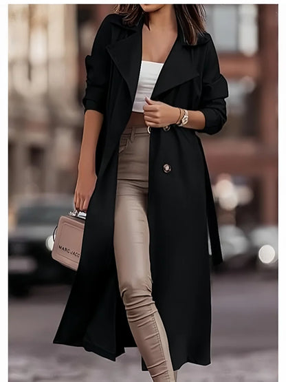 Women's Wool Blends Coats Double Breasted Thin Women's Trench Coat Casual Winbreaker With Belt Trench for Ladies