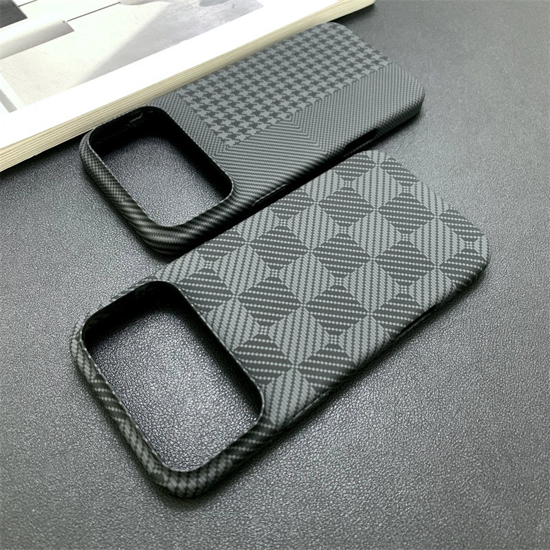 Case for iPhone 17 Pro Max 16 15 14 13 Luxury Checkered Pattern Contrast Color Bumper Cover